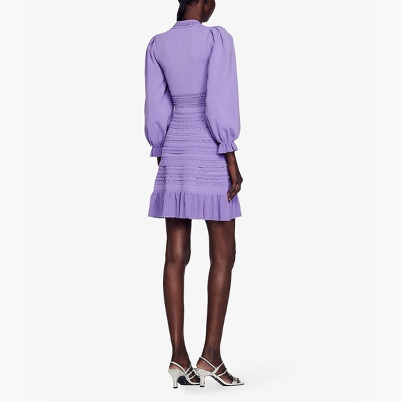Sandro Purple Pointelle Knit Mini Dress sz 38 - Picture 5 of 15